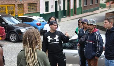 Jeicoth giving a Tour in his nieighborhood La Candelaria, Bogota